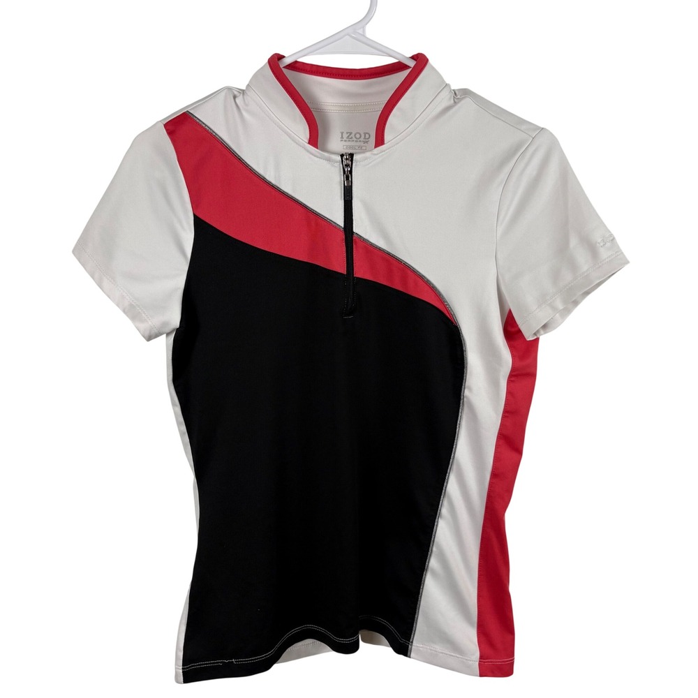 IZOD Performance Golf Shirt XS White Red Black 1/4-Zip Tennis Pickleball Sporty